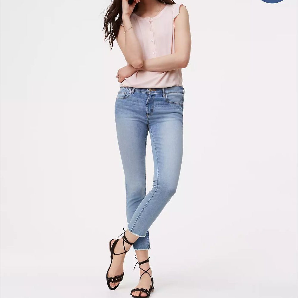Loft Modern Frayed Skinny Crop Jeans